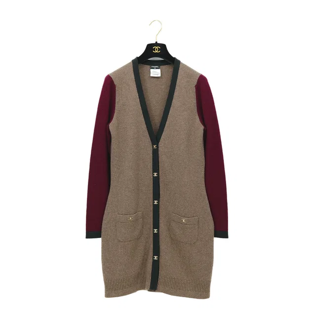 Chanel Cocomark Turn Lock Button Cardigan Multicolor Cashmere 42 P42 Rtw in Multicolor Cashmere from Luxury Promise