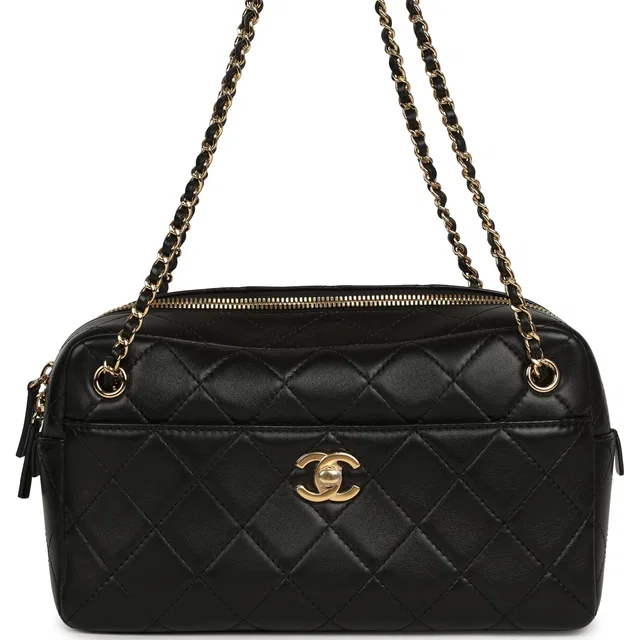 Chanel Small "Camerissimo" Camera Case Black Lambskin Gold Hardware in Black Lambskin from Madison Avenue Couture
