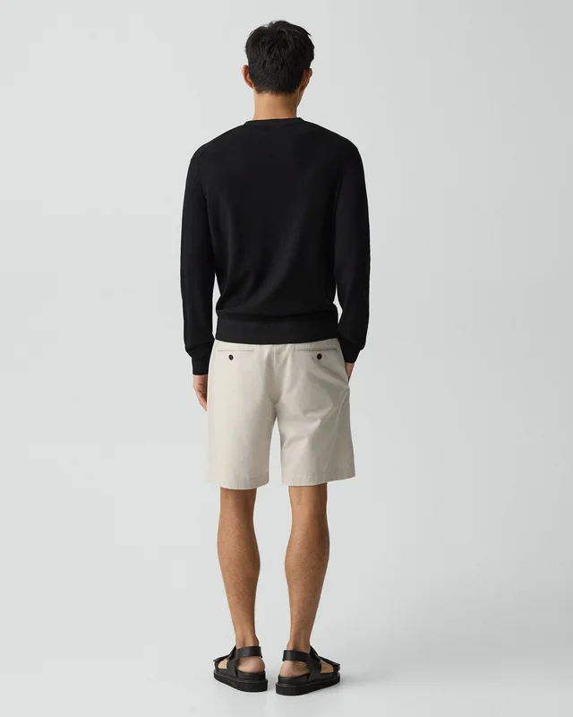 Theory Standard Chino Short in Moonsoft Cotton in SILVER CLOUD 97% Cotton, 3% Spandex, photo 3 of 12 from Theory