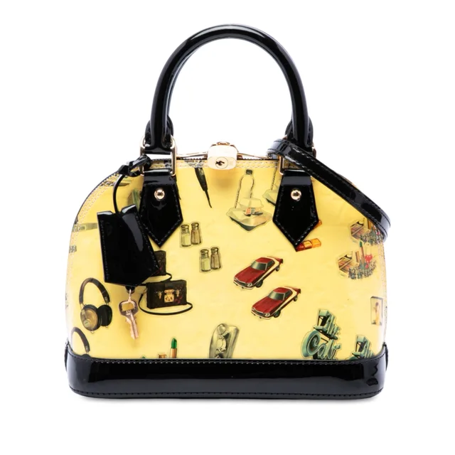 Yellow Louis Vuitton Monogram Vernis Stickers Alma BB Satchel in Yellow Leather from Designer Revival, photo 1 of 1