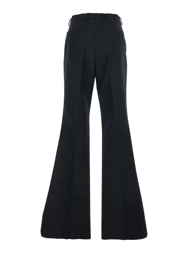 Valentino Pants with Flared Design and Pleats on Front and Back in Nylon and Wool Gabardine Black Men in Black 55% Polyester 45% Virgin Wool, photo 3 of 8 from Gaudenzi Boutique