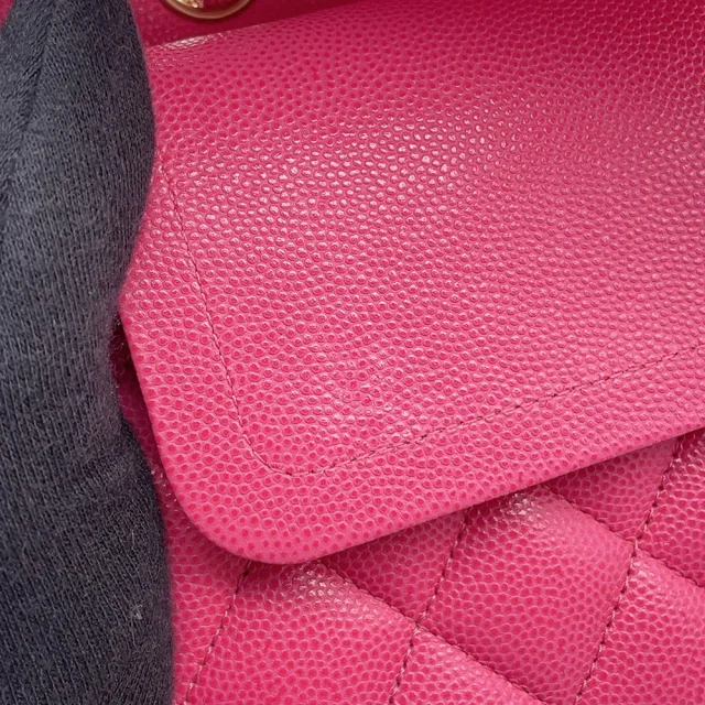 Chanel Matelasse W Flap ChainShoulder Bag PinkA01113 Caviar Leather Size 23 in Caviar leather from GALLERY RARE, photo 11 of 17