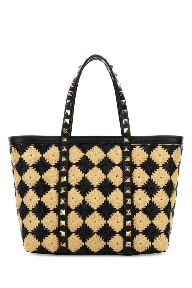 Valentino Garavani Mini Rockstud Tote Bag — Multicolor in Multicolor Raffia from HEWI