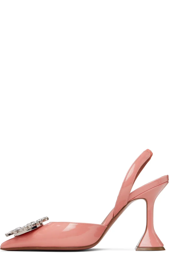 Amina Muaddi Pink Begum Sling 95 Heels, photo 3 of 5 from SSENSE