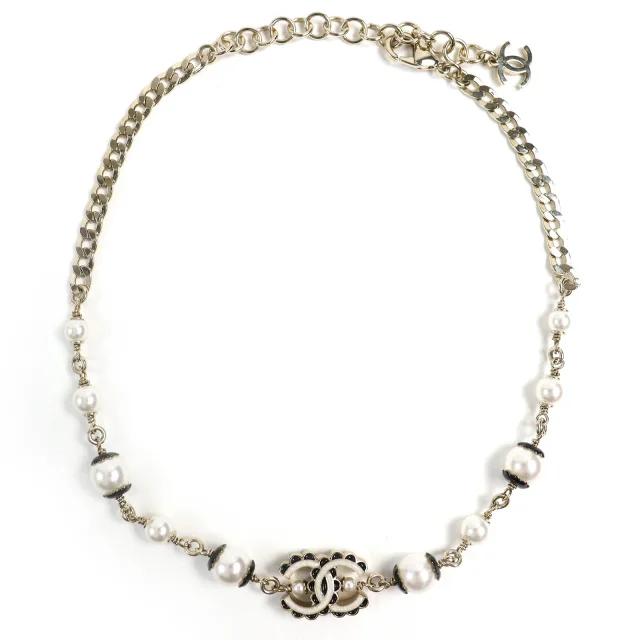 Chanel COCO Mark Pearl Necklace in Gold from LuxUness, photo 2 of 8