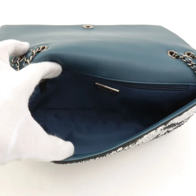 Chanel Sequined Coco Cuba Chain Shoulder Bag, circa 2016, Blue in Blue from VINTAGE QOO TOKYO, photo 5 of 11