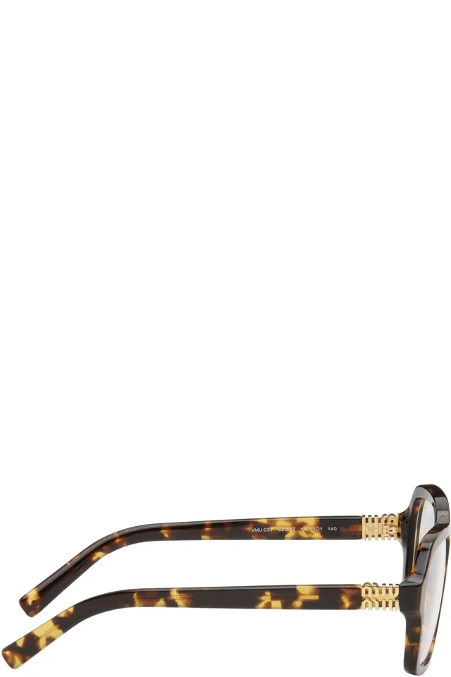 Miu Miu Eyewear Brown Square Glasses, photo 2 of 4 from SSENSE
