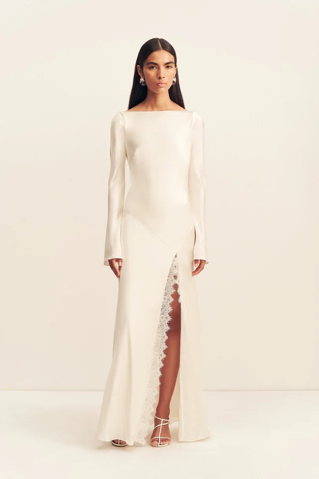 Shona Joy LA LUNE CUMULUS SILK BACKLESS LACE SPLIT MAXI DRESS - IVORY from Shona Joy, photo 1 of 1