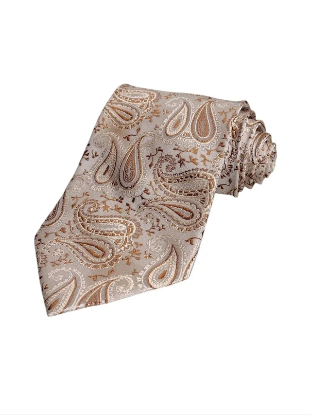 Dolce & Gabbana Beige Gold 100% Silk Paisley Neck-Tie in brown|red|neutral Silk from Poshmark