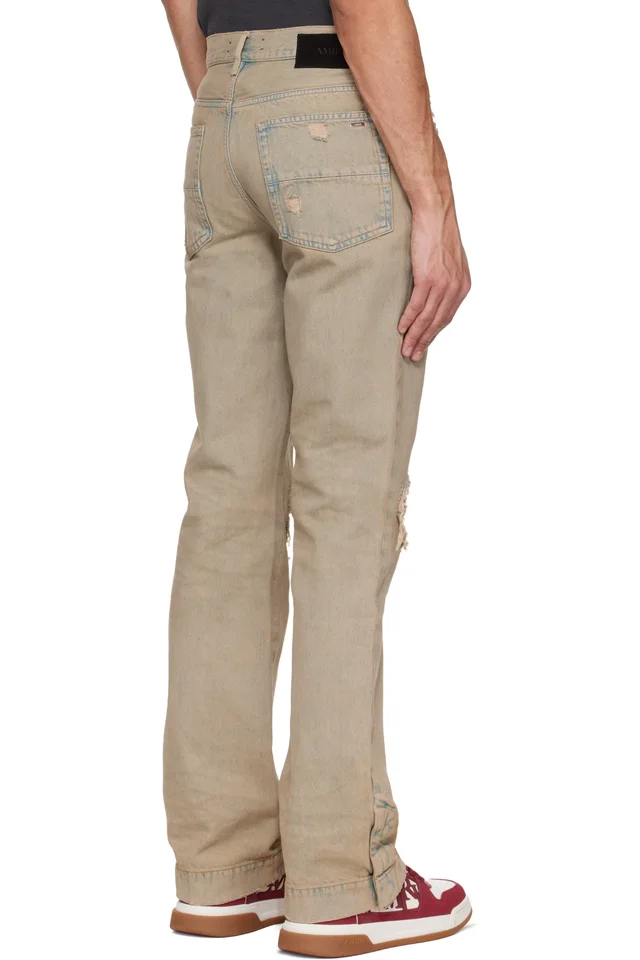 AMIRI Beige MX1 Straight Flare Jeans, photo 3 of 4 from SSENSE
