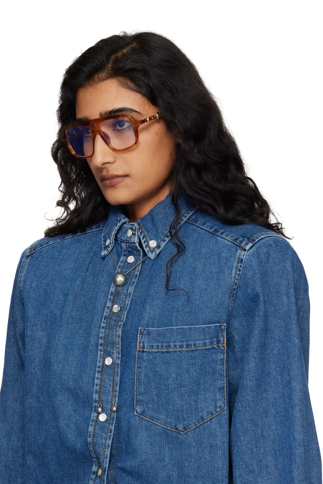 Gucci Brown Navigator Frame Sunglasses, photo 4 of 4 from SSENSE