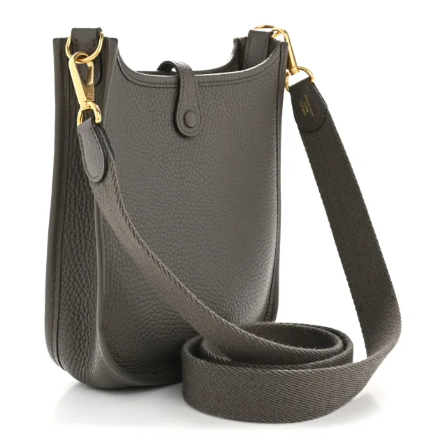Hermès Taurillon Clemence Evelyne TPM Etain in Taupe Clemence leather from FASHIONPHILE, photo 3 of 13