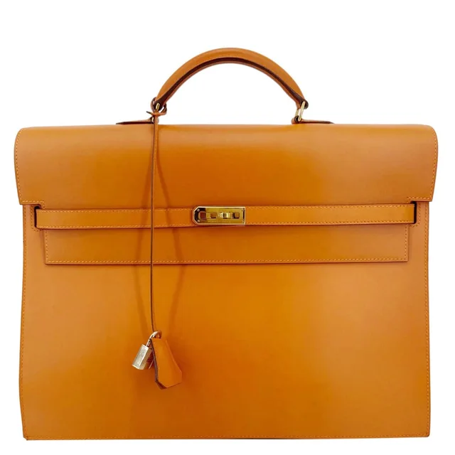 Hermès Kelly Depeches Swift Leather Briefcase Orange in Orange Swift leather from Dallas Designer Handbags