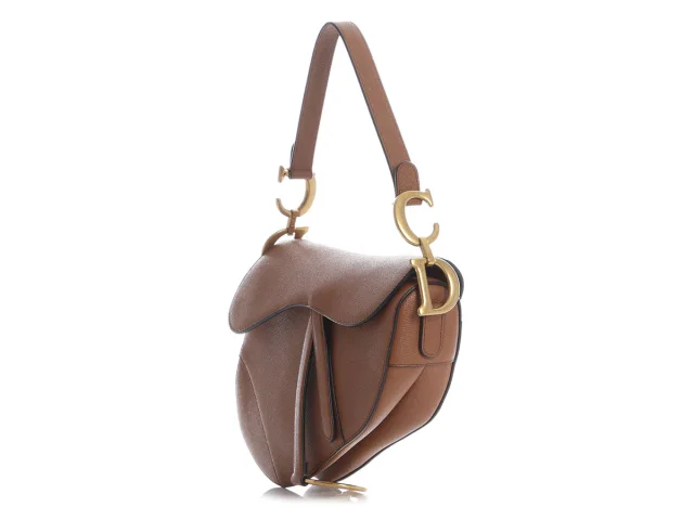 Dior Tan Grained Leather Saddle Bag with Strap in Brown Caviar leather from Ann's Fabulous Finds, photo 3 of 9