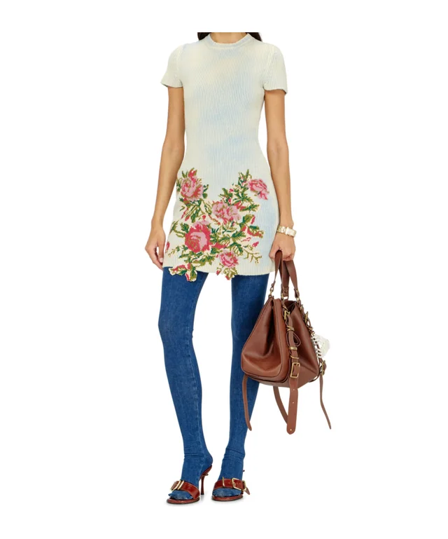 Diesel short dress in floral wool-blend knit, photo 3 of 5 from SENSER