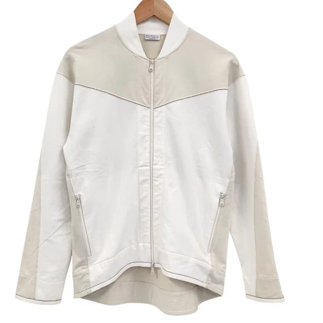 Brunello Cucinelli Monile Decoration Zip Up Jacket White Beige Spring Summer M in White from The Reluxe