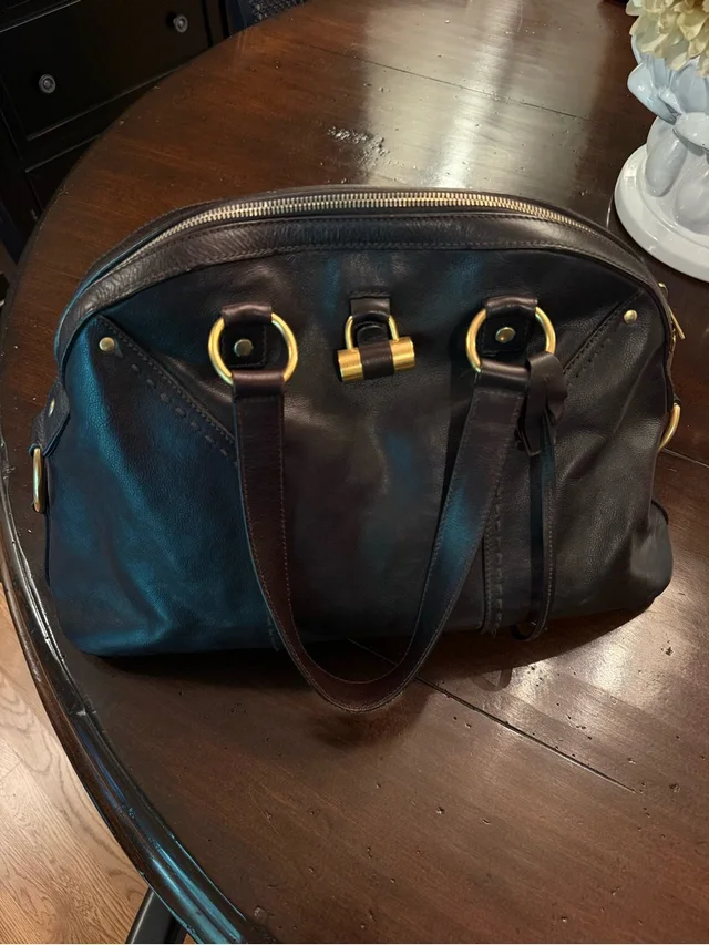 Saint Laurent Brown Leather Handbag in gold|brown|red Leather from Poshmark, photo 1 of 1