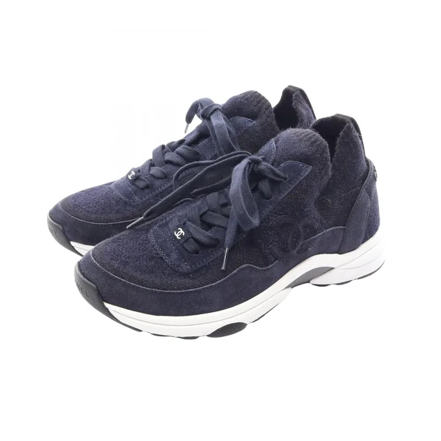 Chanel Sneakers CC Logo Fabric Suede in Suede from The Reluxe