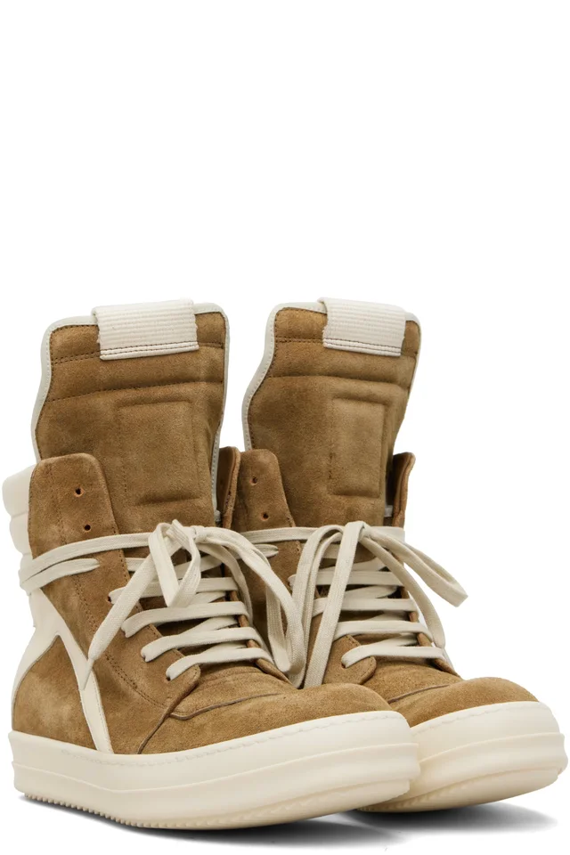 Rick Owens Beige Geobasket Sneakers, photo 4 of 5 from SSENSE