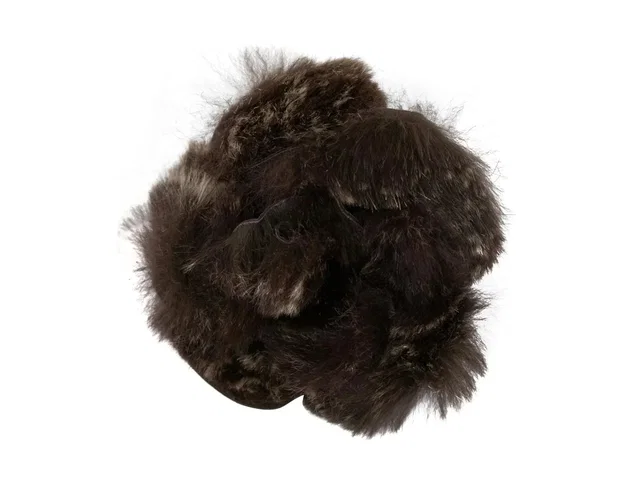 Brown Chanel Rabbit Fur Camellia Lapel Pin in Brown from Designer Revival