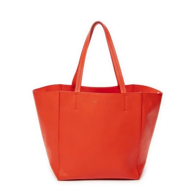 Celine Small Cabas Phantom Tote Bag Red Gray Calfskin Leather in Red Calfskin from The Reluxe