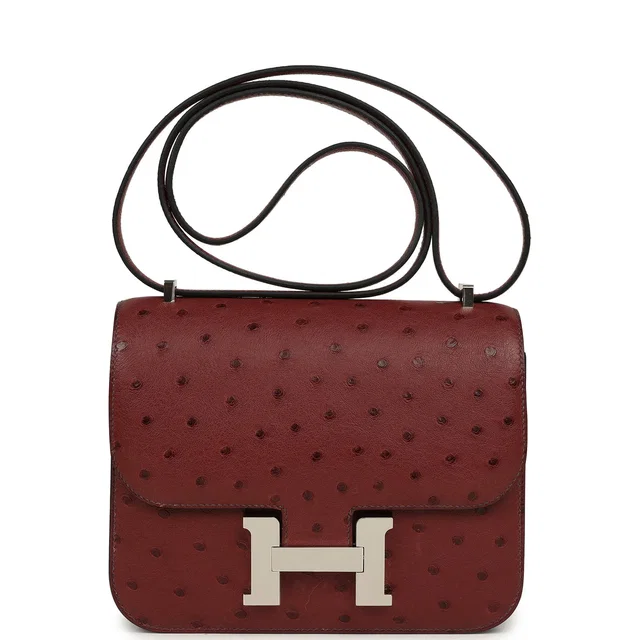 Hermès Constance 18 Rouge H Ostrich Palladium Hardware in Burgundy Ostrich from Madison Avenue Couture