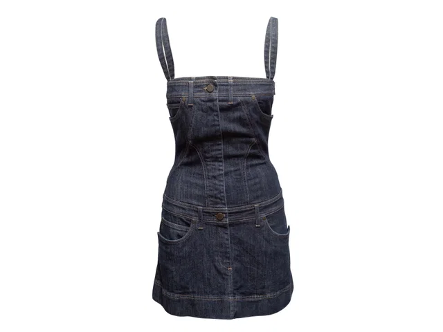 Dark Wash Alexander McQueen Denim Mini Dress Size IT 40 in Denim from Designer Revival