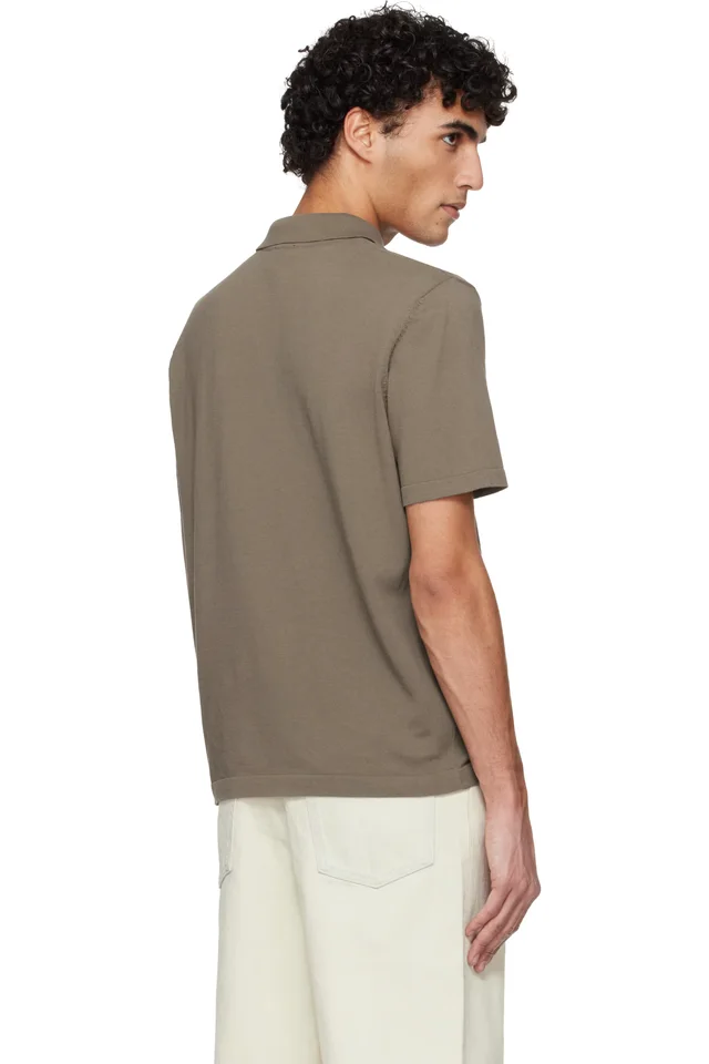 A.P.C. Khaki Knit Polo, photo 3 of 4 from SSENSE