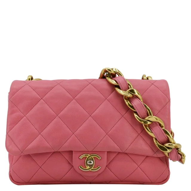Chanel CC Funky Town Flap Large Lambskin Quilted Leather Shoulder Bag Pink in Pink Lambskin from Dallas Designer Handbags