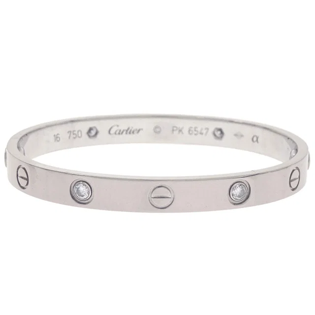Cartier Love Bracelet Bangle 750 Half Diamond #16 Jewelry from AMORE Vintage Tokyo