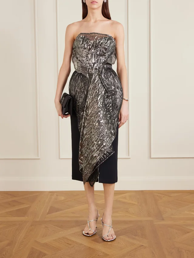 MATICEVSKI De La Cruz strapless layered lamé and crepe gown in Black, photo 2 of 2 from NET-A-PORTER (Canada)