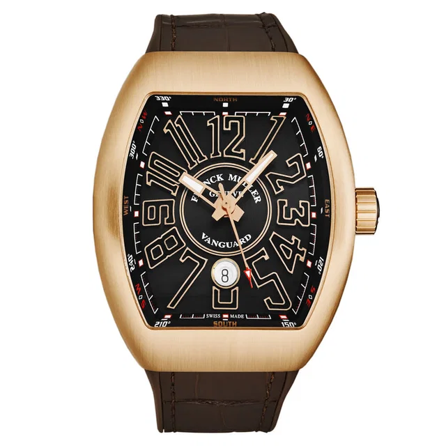 Franck Muller Vanguard Brown Dial Mens Watch 45SCGLDGRYGLD-1 in gold|brown|pink|red Leather from Jomashop.com