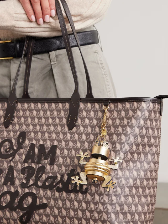 ANYA HINDMARCH Frog gold-tone studded metallic leather keychain in Metallic, photo 2 of 2 from NET-A-PORTER (Canada)