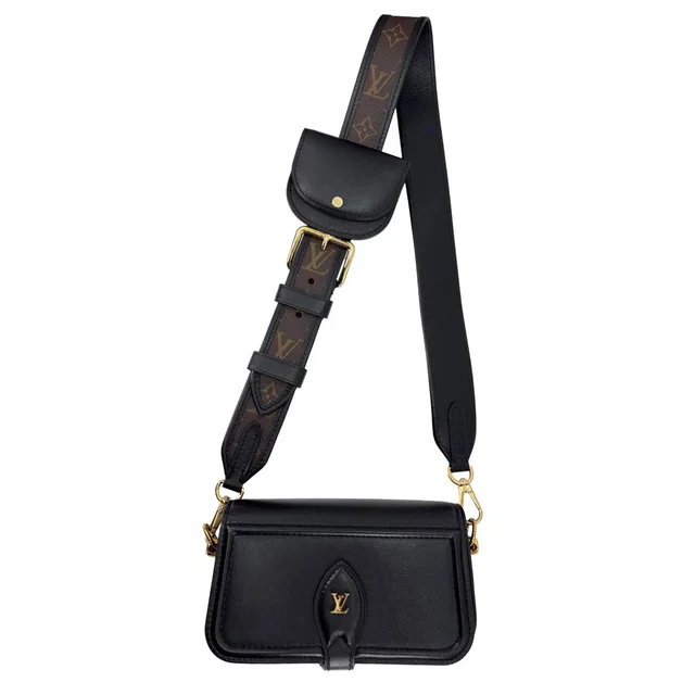 Louis Vuitton Officier Pouch Calfskin Leather Shoulder Bag Black in Black Calfskin from Dallas Designer Handbags