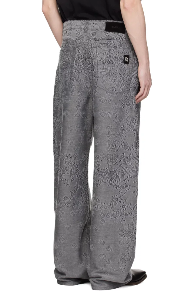 AMIRI Gray MA Quad Bandana Baggy Jeans, photo 3 of 4 from SSENSE