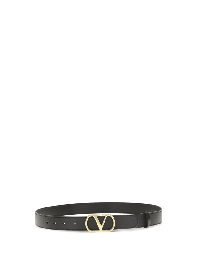 Valentino Garavani Vlogo Belt — Black Calf Leather in Black Calfskin from HEWI