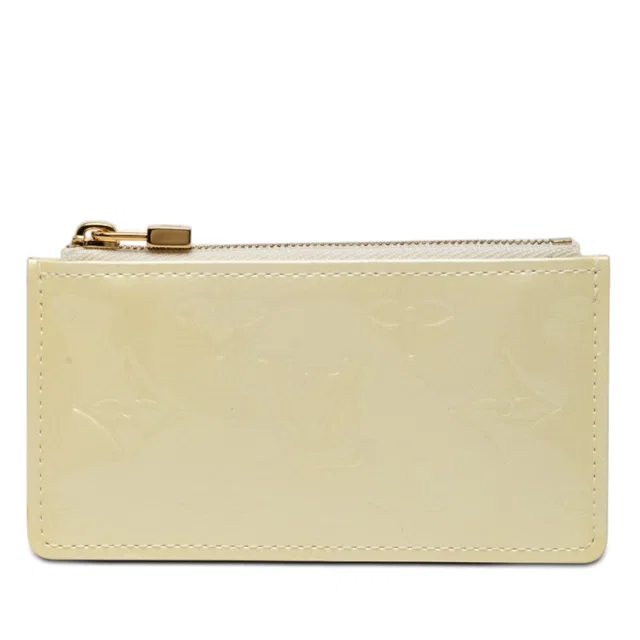 White Louis Vuitton Monogram Vernis Pochette Cles Coin Pouch in White Leather from Designer Revival
