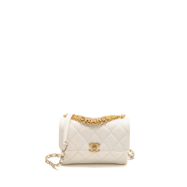 Chanel Quilted Flap Bag in White Lambskin from EMIER