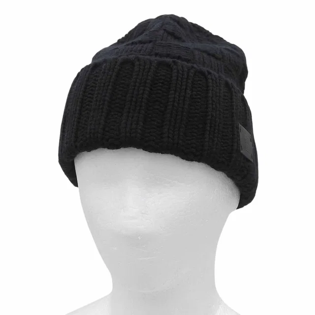 Louis Vuitton Helsinki Cashmere 100% Cowhide Leather Patch Hat Knit Cap Black in Black Cashmere from The Reluxe