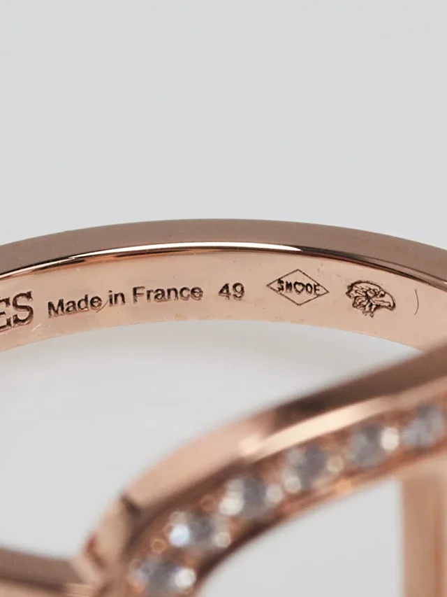 Hermès 18k Rose Gold and Diamond Chaine d'Ancre Contour Medium Model Ring Size 5/49 in Pink from Yoogis, photo 2 of 8