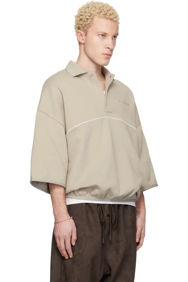 Fear of God ESSENTIALS Taupe Active Trace 3/4 Sleeve Modern Polo, photo 2 of 4 from SSENSE