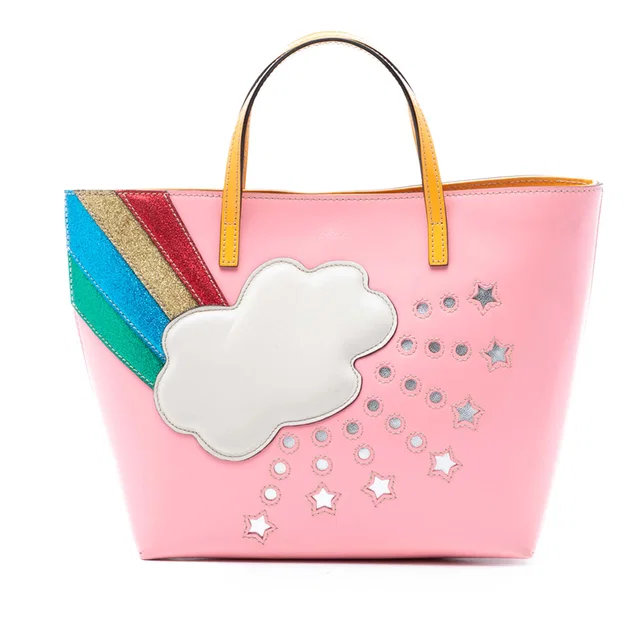 Pink Gucci Childrens Leather Rainbow Cloud Tote Handbag in Pink Leather from Designer Revival