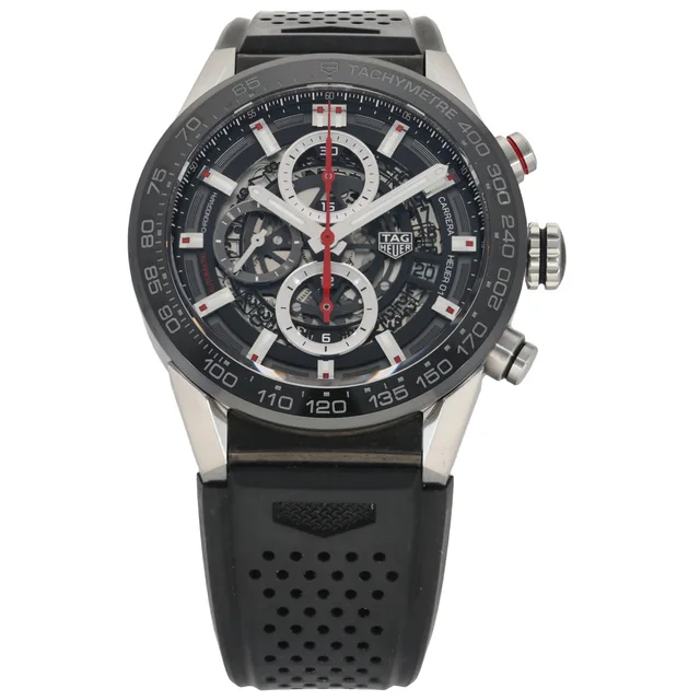 TAG Heuer Carrera CAR201V 43mm Stainless Steel Watch in Leather from H&T