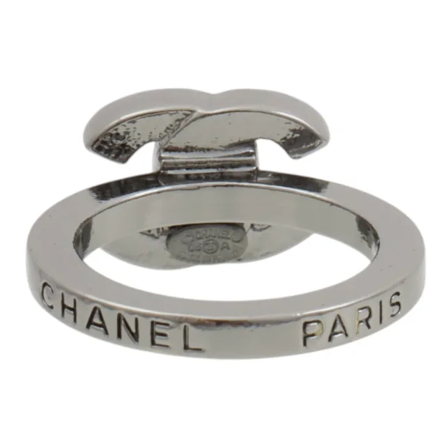 Chanel 2005 Rhinestone CC Mark Ring #53 Silver/Multi in Silver from VINTAGE QOO TOKYO, photo 3 of 5