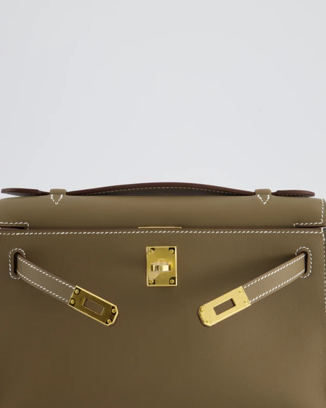 Hermès Kelly Pochette Bag in Taupe Swift leather from Sellier, photo 15 of 19