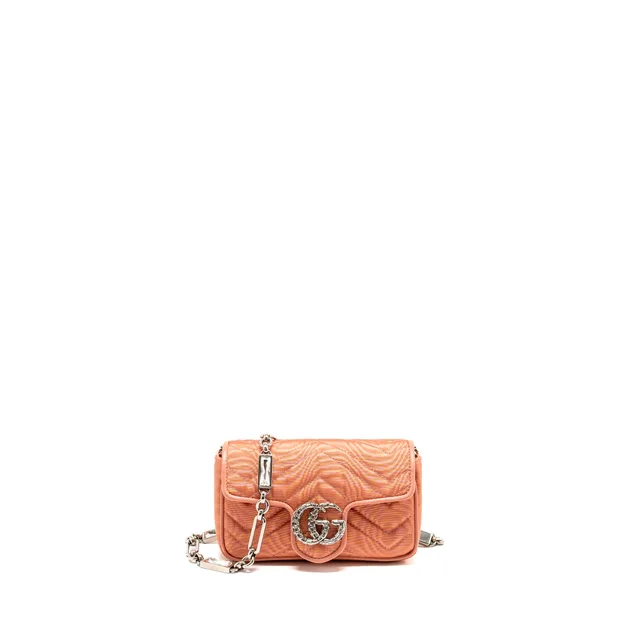 Gucci MINI GG Marmont crystal chain fabric/ crystal Pink SHW in Pink from EMIER