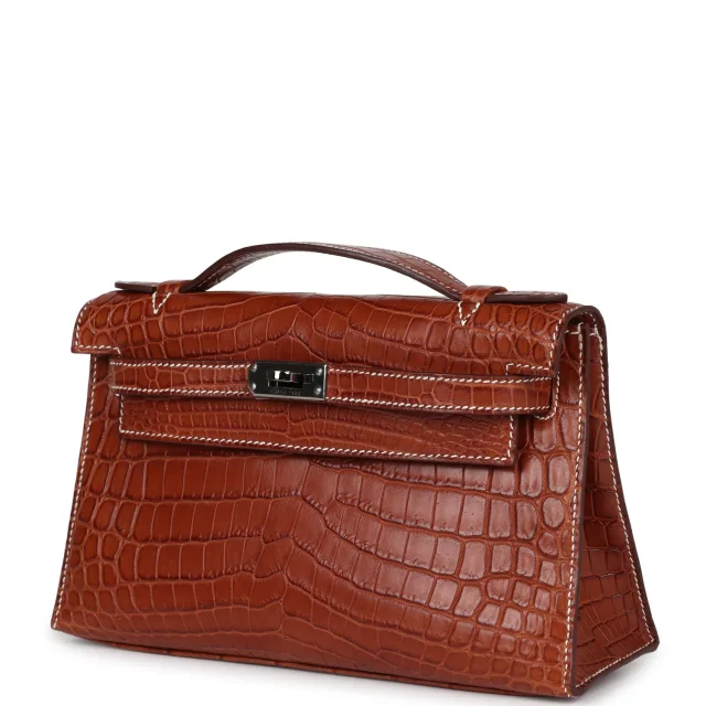 Hermès Vintage Kelly Pochette Fauve Matte Niloticus Crocodile Ruthenium Hardware in Crocodile from Madison Avenue Couture, photo 5 of 8