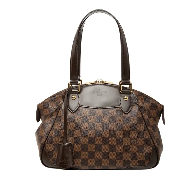 Brown Louis Vuitton Damier Ebene Verona PM Handbag in Brown Canvas from Designer Revival
