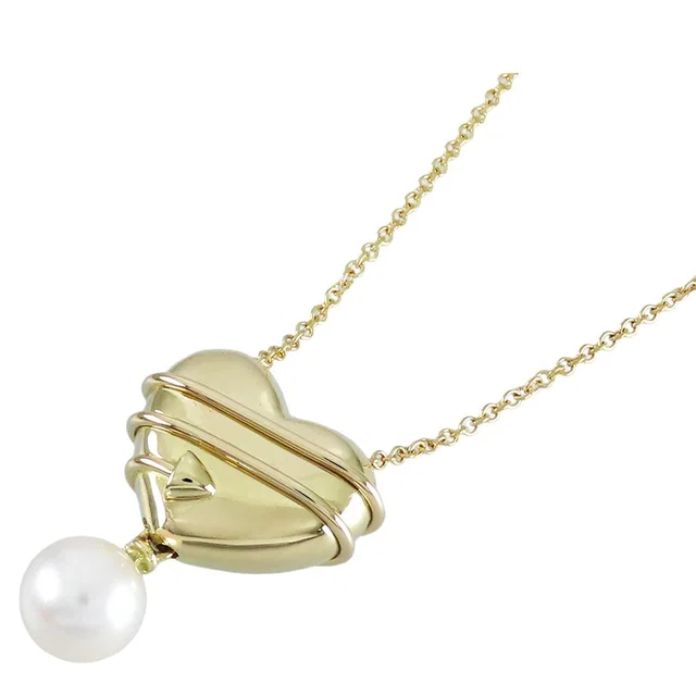 Tiffany & Co. Heart Arrow Necklace Yellow Gold 18k Akoya Pearl Pendant in Yellow from The Reluxe