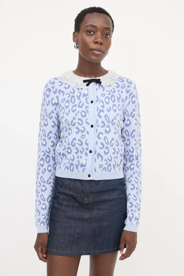 Miu Miu 2019 Cropped Intarsia Cardigan from VSP Consignment